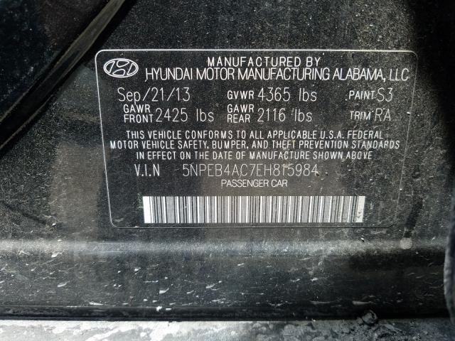 Photo 9 VIN: 5NPEB4AC7EH815984 - HYUNDAI SONATA GLS 