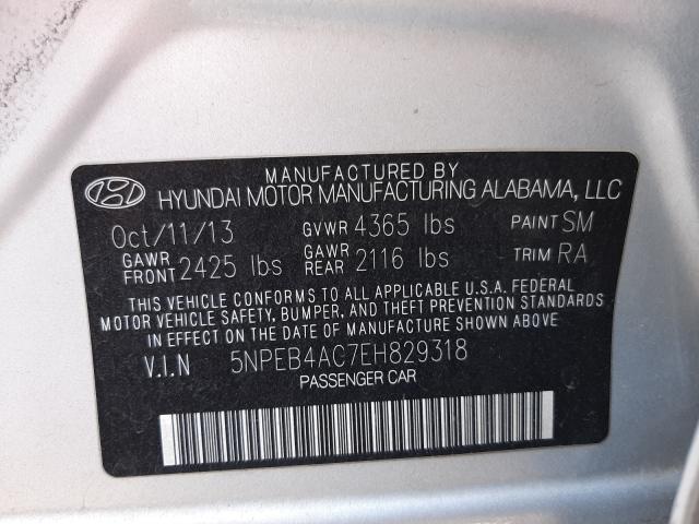 Photo 9 VIN: 5NPEB4AC7EH829318 - HYUNDAI SONATA GLS 