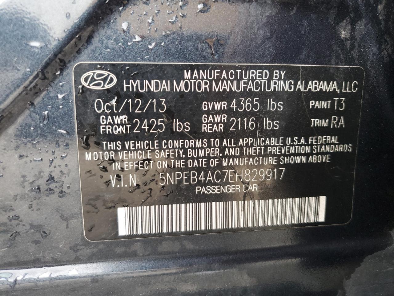 Photo 12 VIN: 5NPEB4AC7EH829917 - HYUNDAI SONATA 