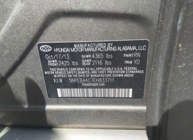 Photo 8 VIN: 5NPEB4AC7EH833711 - HYUNDAI SONATA 