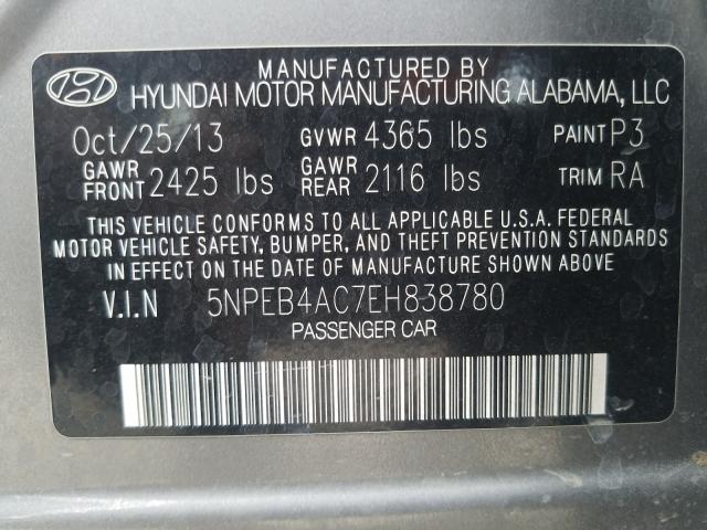 Photo 9 VIN: 5NPEB4AC7EH838780 - HYUNDAI SONATA GLS 