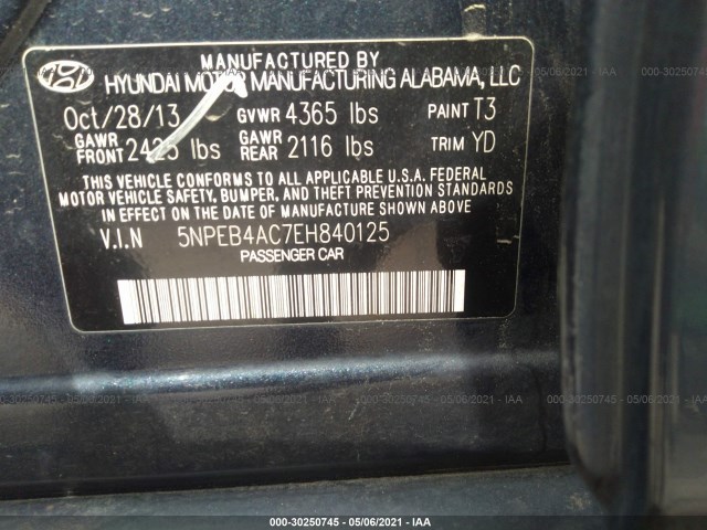 Photo 8 VIN: 5NPEB4AC7EH840125 - HYUNDAI SONATA 