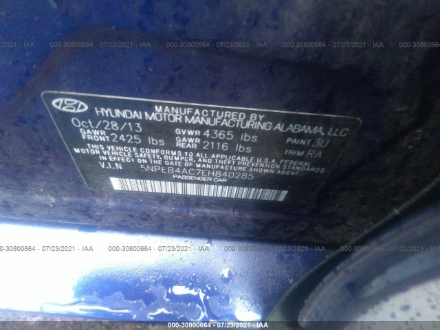 Photo 8 VIN: 5NPEB4AC7EH840285 - HYUNDAI SONATA 