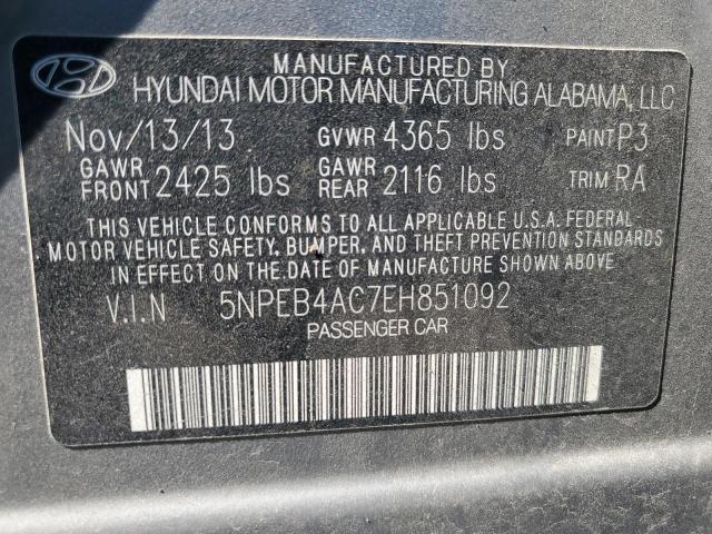 Photo 11 VIN: 5NPEB4AC7EH851092 - HYUNDAI SONATA 