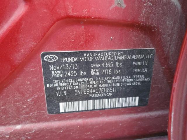 Photo 11 VIN: 5NPEB4AC7EH851111 - HYUNDAI SONATA GLS 