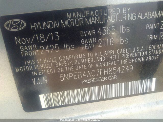 Photo 8 VIN: 5NPEB4AC7EH854249 - HYUNDAI SONATA 