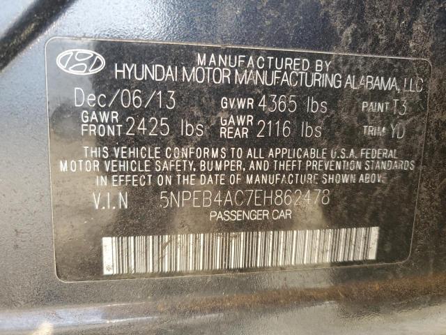 Photo 11 VIN: 5NPEB4AC7EH862478 - HYUNDAI SONATA 