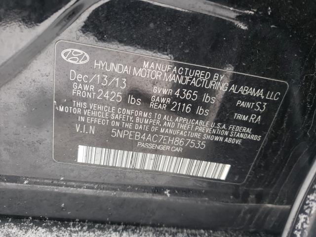 Photo 9 VIN: 5NPEB4AC7EH867535 - HYUNDAI SONATA GLS 