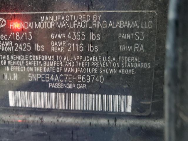 Photo 12 VIN: 5NPEB4AC7EH869740 - HYUNDAI SONATA 