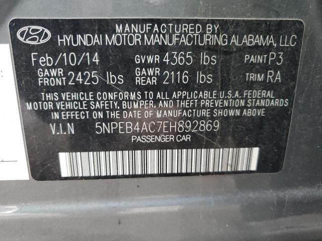 Photo 11 VIN: 5NPEB4AC7EH892869 - HYUNDAI SONATA GLS 