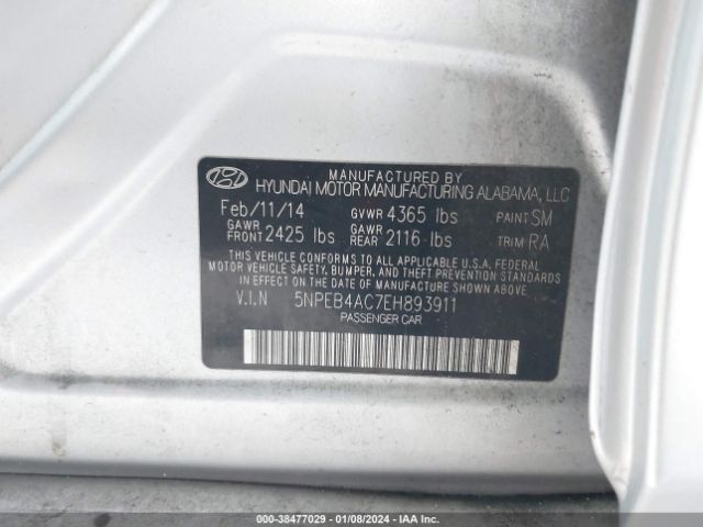 Photo 8 VIN: 5NPEB4AC7EH893911 - HYUNDAI SONATA 