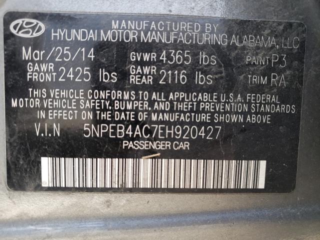 Photo 9 VIN: 5NPEB4AC7EH920427 - HYUNDAI SONATA GLS 