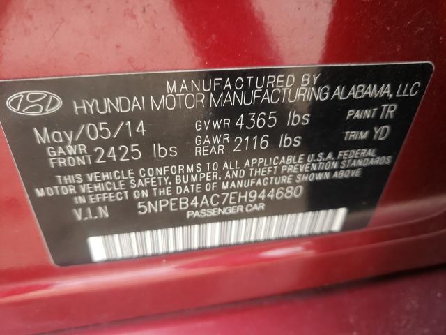 Photo 9 VIN: 5NPEB4AC7EH944680 - HYUNDAI SONATA GLS 