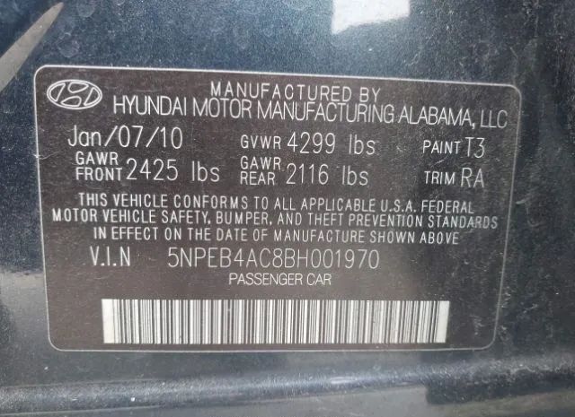 Photo 8 VIN: 5NPEB4AC8BH001970 - HYUNDAI SONATA 