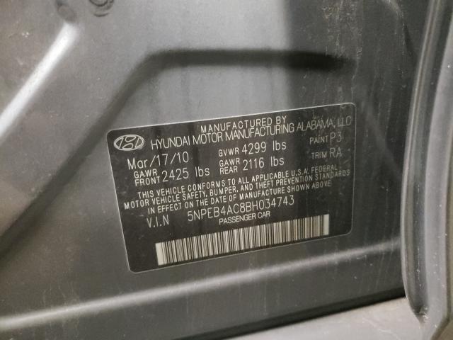 Photo 9 VIN: 5NPEB4AC8BH034743 - HYUNDAI SONATA GLS 