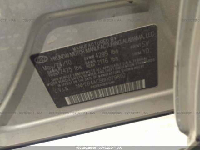 Photo 8 VIN: 5NPEB4AC8BH079892 - HYUNDAI SONATA 