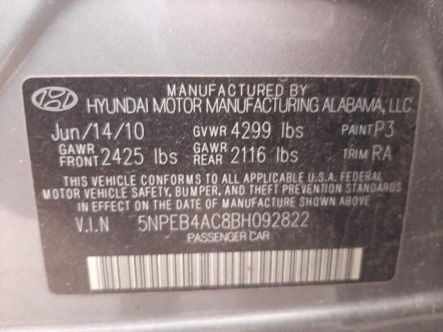 Photo 9 VIN: 5NPEB4AC8BH092822 - HYUNDAI SONATA GLS 