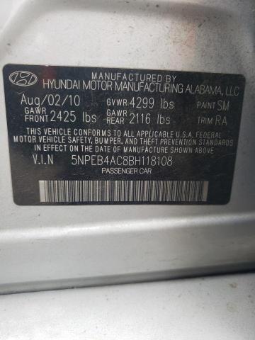 Photo 9 VIN: 5NPEB4AC8BH118108 - HYUNDAI SONATA GLS 