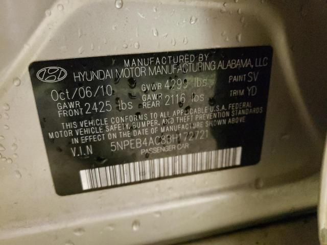 Photo 9 VIN: 5NPEB4AC8BH172721 - HYUNDAI SONATA GLS 