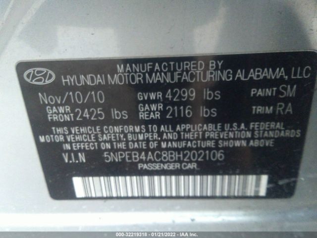 Photo 8 VIN: 5NPEB4AC8BH202106 - HYUNDAI SONATA 