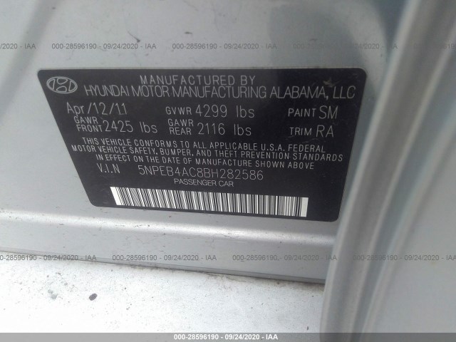 Photo 8 VIN: 5NPEB4AC8BH282586 - HYUNDAI SONATA 