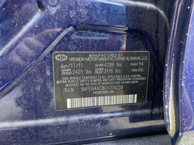 Photo 9 VIN: 5NPEB4AC8CH318259 - HYUNDAI SONATA GLS 