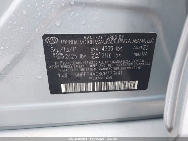 Photo 8 VIN: 5NPEB4AC8CH373441 - HYUNDAI SONATA 