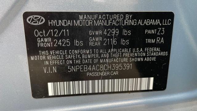 Photo 9 VIN: 5NPEB4AC8CH395391 - HYUNDAI SONATA 