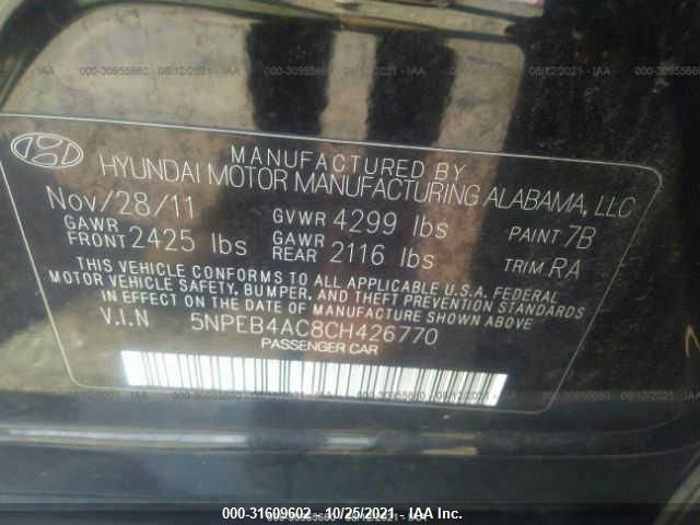 Photo 8 VIN: 5NPEB4AC8CH426770 - HYUNDAI SONATA 