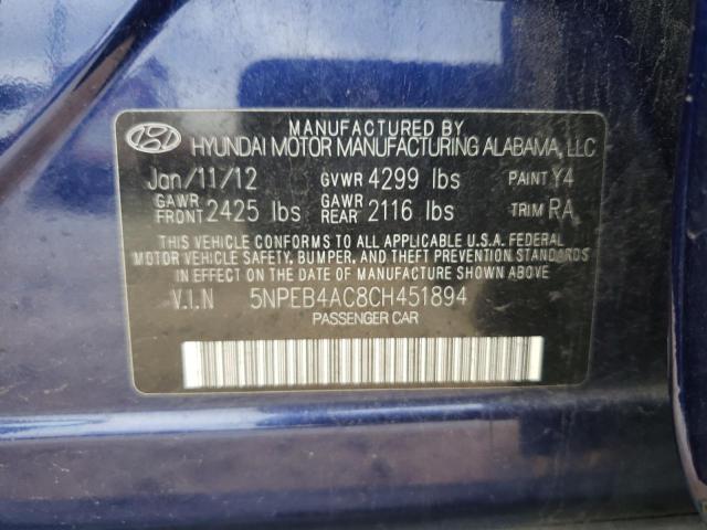 Photo 11 VIN: 5NPEB4AC8CH451894 - HYUNDAI SONATA GLS 