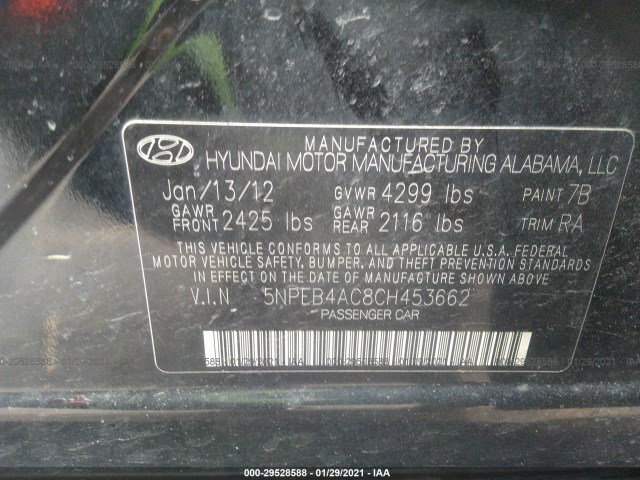 Photo 8 VIN: 5NPEB4AC8CH453662 - HYUNDAI SONATA 