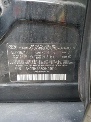 Photo 12 VIN: 5NPEB4AC8CH494650 - HYUNDAI SONATA 