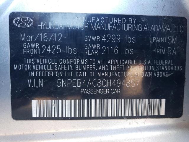 Photo 11 VIN: 5NPEB4AC8CH494857 - HYUNDAI SONATA 