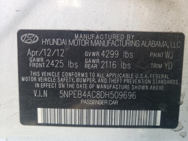 Photo 9 VIN: 5NPEB4AC8DH509696 - HYUNDAI SONATA GLS 