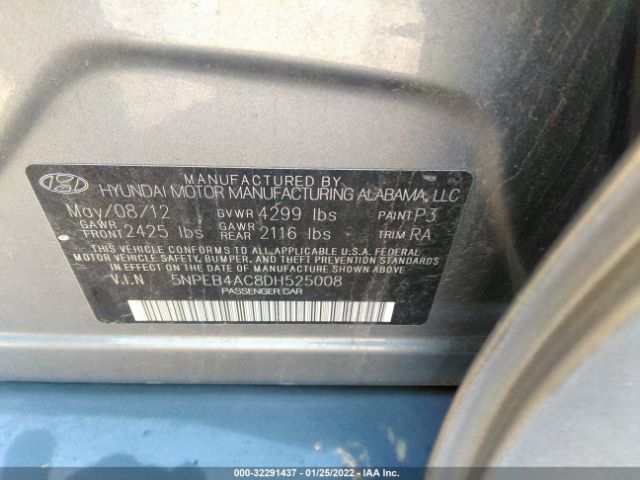 Photo 8 VIN: 5NPEB4AC8DH525008 - HYUNDAI SONATA 