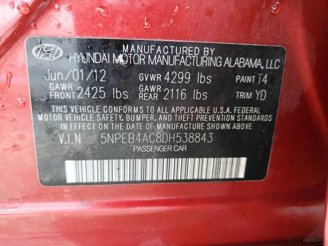 Photo 12 VIN: 5NPEB4AC8DH538843 - HYUNDAI SONATA GLS 