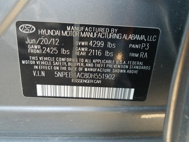 Photo 9 VIN: 5NPEB4AC8DH551902 - HYUNDAI SONATA GLS 