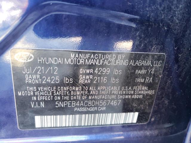 Photo 9 VIN: 5NPEB4AC8DH567467 - HYUNDAI SONATA 