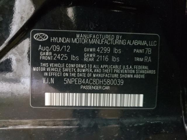 Photo 9 VIN: 5NPEB4AC8DH580039 - HYUNDAI SONATA GLS 