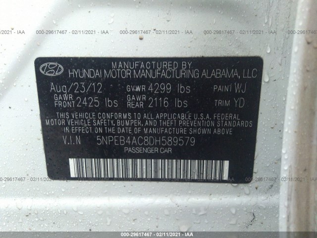 Photo 8 VIN: 5NPEB4AC8DH589579 - HYUNDAI SONATA 