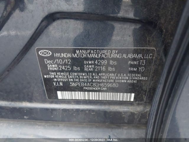 Photo 8 VIN: 5NPEB4AC8DH659680 - HYUNDAI SONATA 