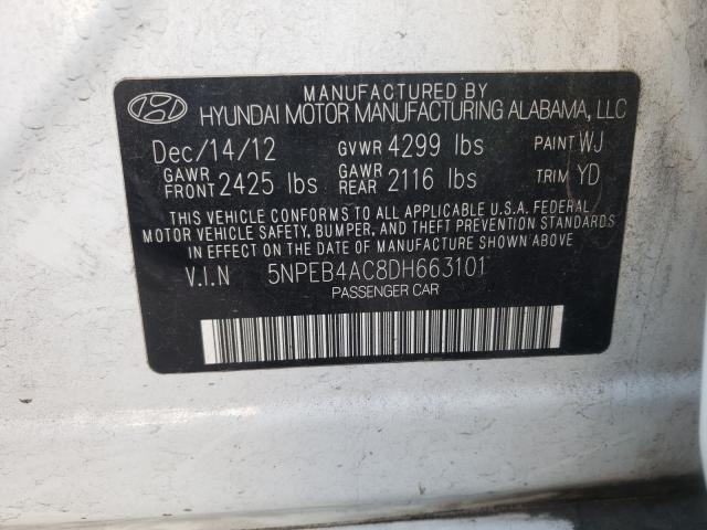 Photo 9 VIN: 5NPEB4AC8DH663101 - HYUNDAI SONATA GLS 