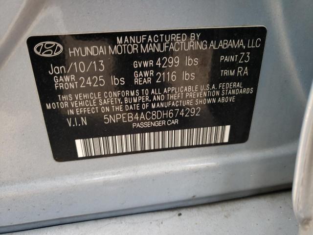 Photo 9 VIN: 5NPEB4AC8DH674292 - HYUNDAI SONATA GLS 