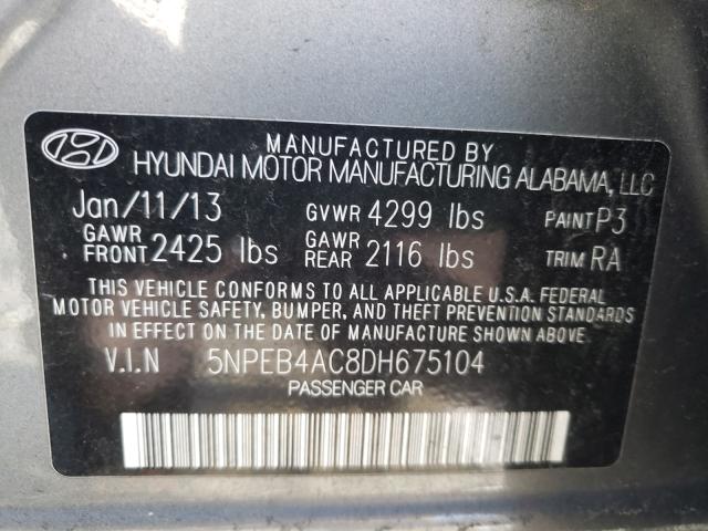 Photo 9 VIN: 5NPEB4AC8DH675104 - HYUNDAI SONATA GLS 