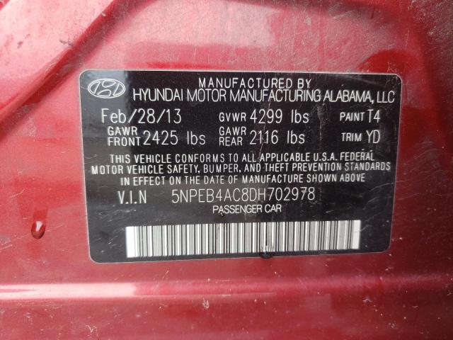 Photo 11 VIN: 5NPEB4AC8DH702978 - HYUNDAI SONATA GLS 