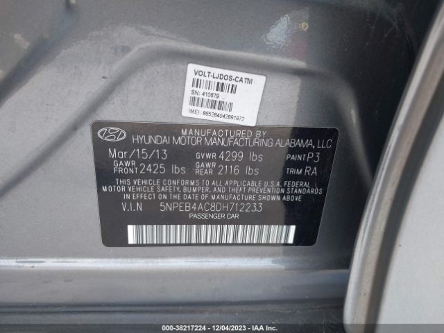 Photo 8 VIN: 5NPEB4AC8DH712233 - HYUNDAI SONATA 