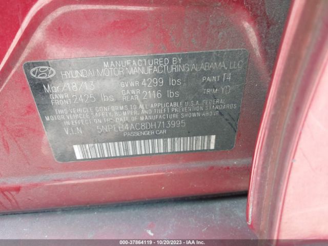 Photo 8 VIN: 5NPEB4AC8DH713995 - HYUNDAI SONATA 