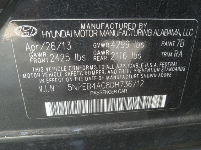 Photo 9 VIN: 5NPEB4AC8DH736712 - HYUNDAI SONATA GLS 