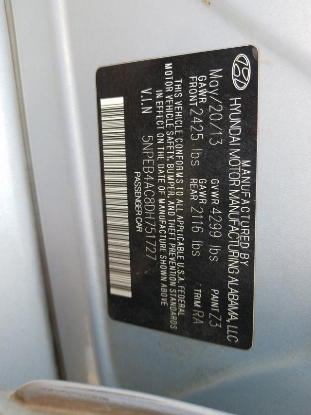 Photo 9 VIN: 5NPEB4AC8DH751727 - HYUNDAI SONATA GLS 