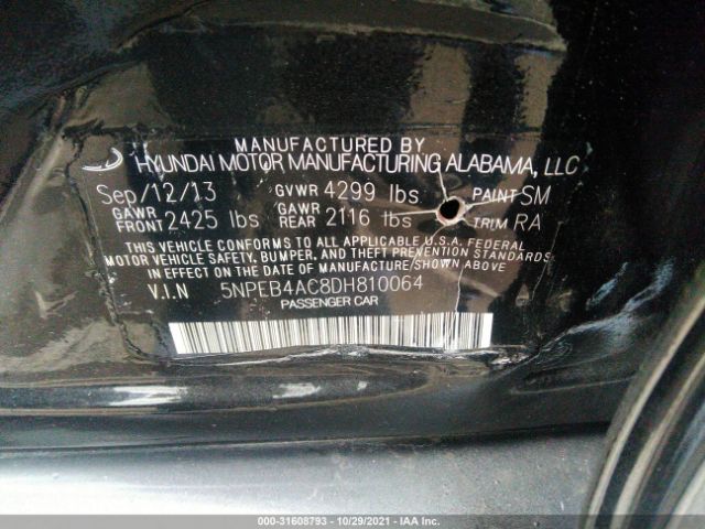 Photo 8 VIN: 5NPEB4AC8DH810064 - HYUNDAI SONATA 